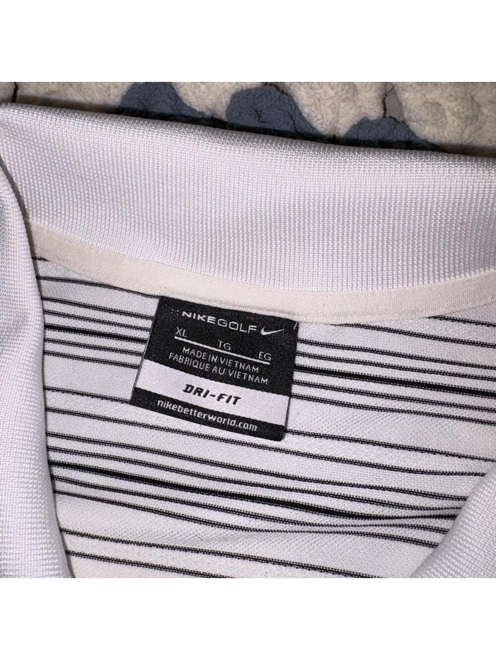 Nike Golf Dri Fit Men's XL Striped Polo Summer Golf Shirt Comfort Stretch - Picture 5 of 8